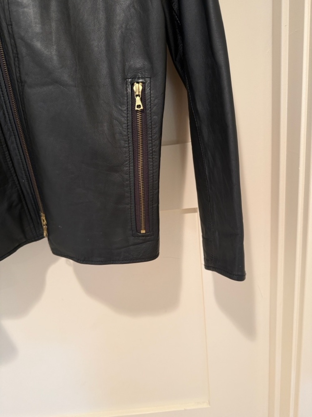 Paul Smith Black Lamb Leather Moto Jacket Men’s Medium Minimalist Biker Designer - Picture 5 of 7